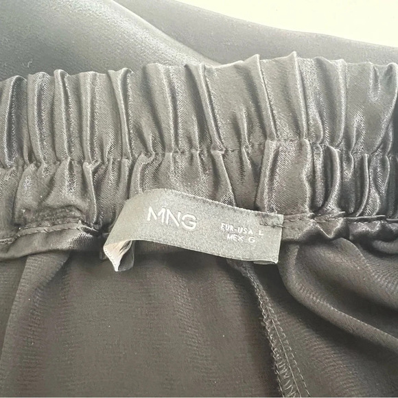 Mango MNG Womens Cropped Satin Pull On Elastic Waist Pants Size L NWOT - Picture 6 of 11